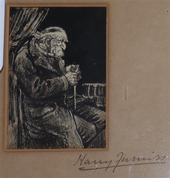 Harry Furniss (1854-1925), two pen and ink sketches, Fagin and one other figure, 8 x 5.5cm and 9 x 4cm